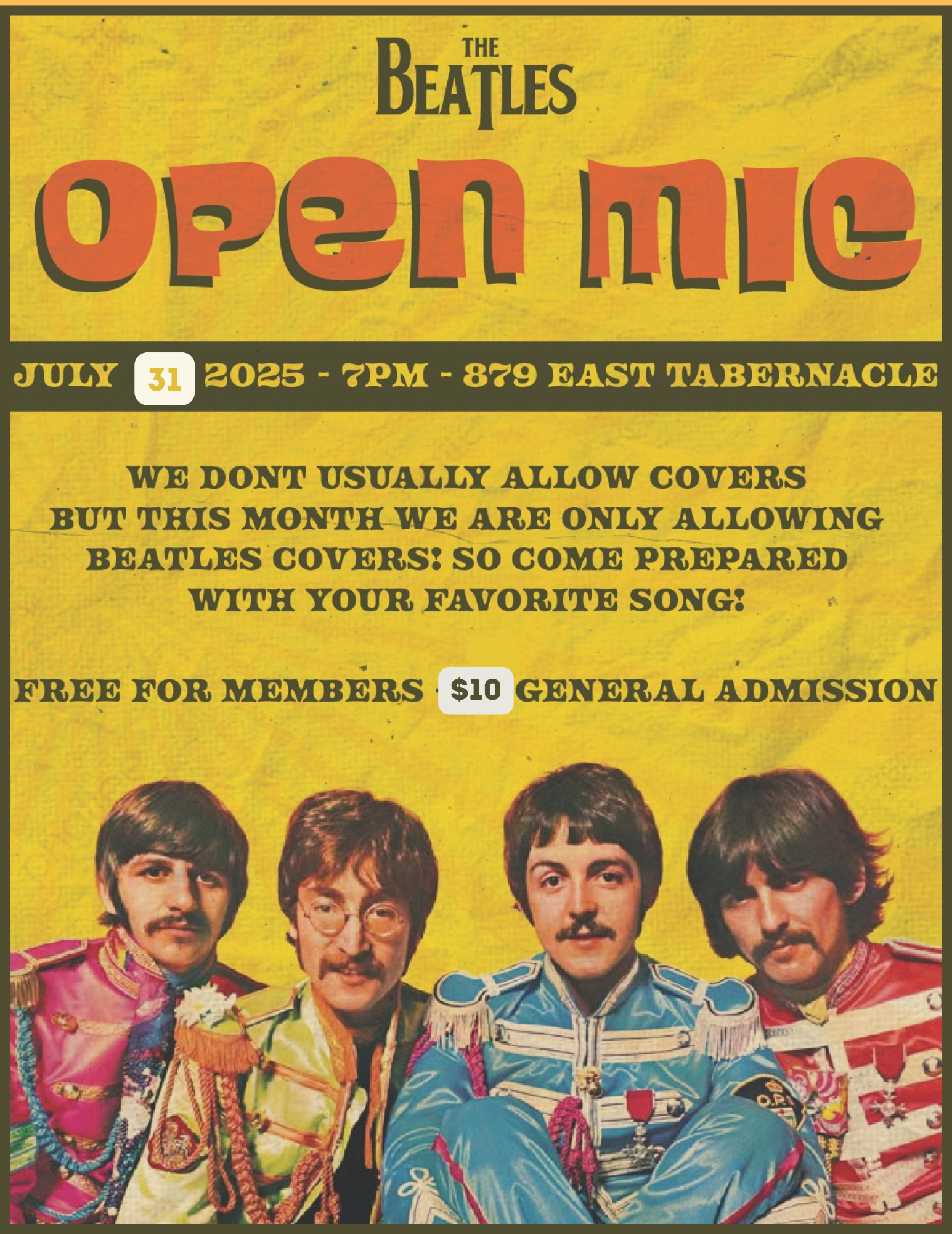 Open Mic: The Beatles flyer