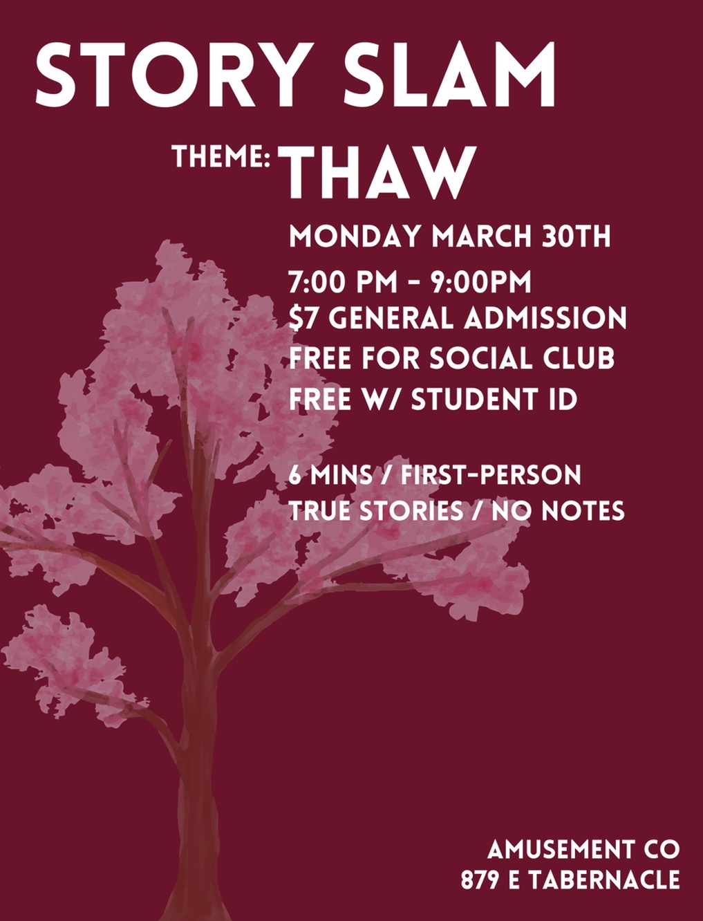 Story Slam: Thaw flyer