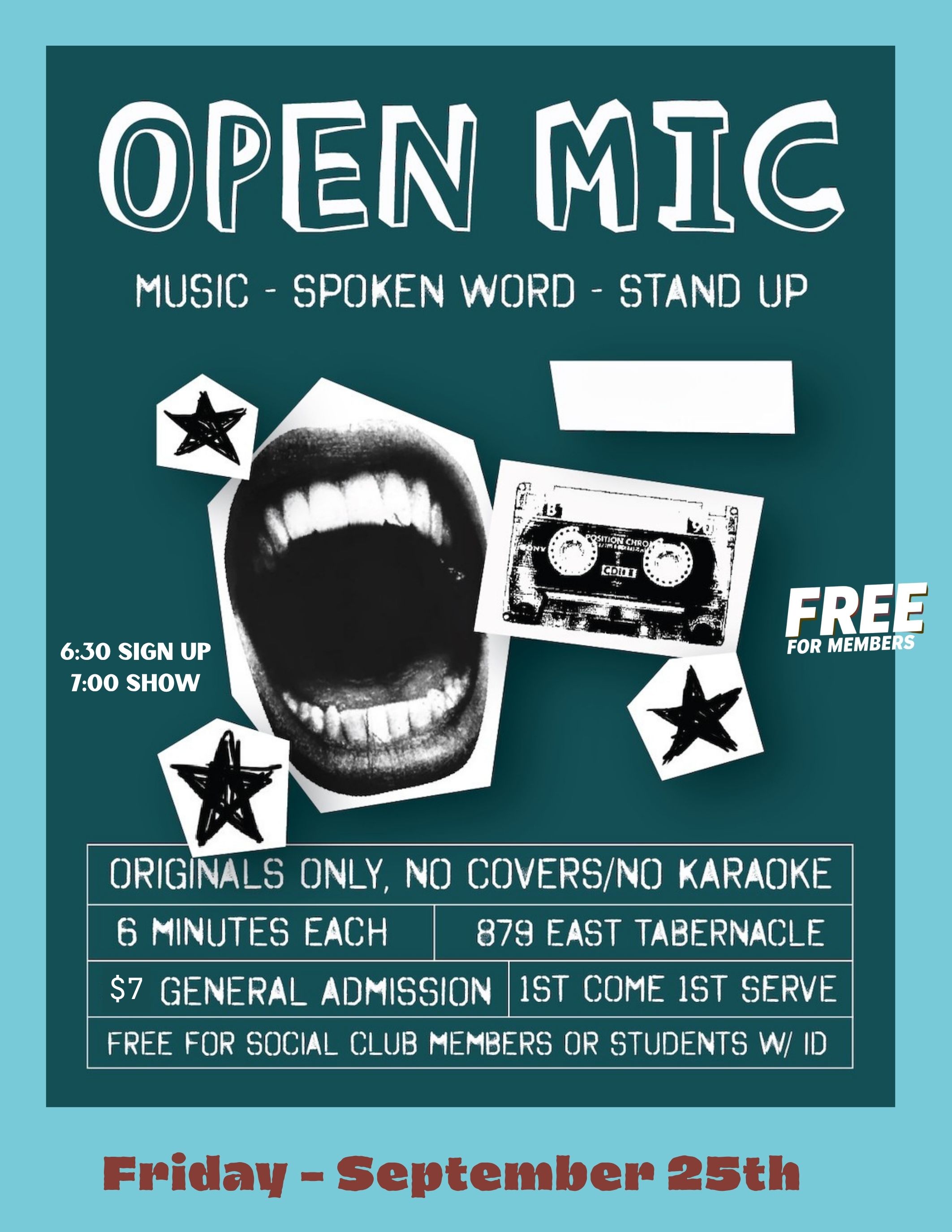 September Open Mic flyer